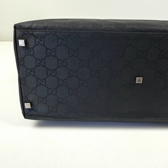 Gucci Monogram Nylon Oversized Hobo Travel Black Women's Rare Vintage - Picture 6 of 16